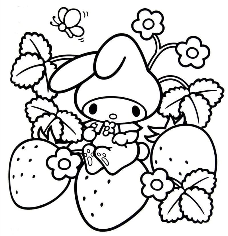 마이멜로디와 딸기 coloring page
