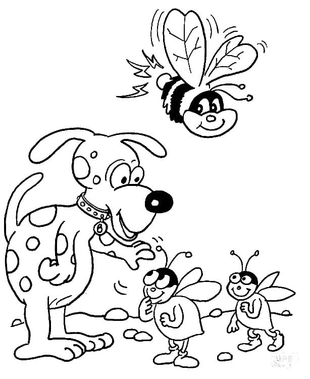 만화 개와 꿀벌 coloring page