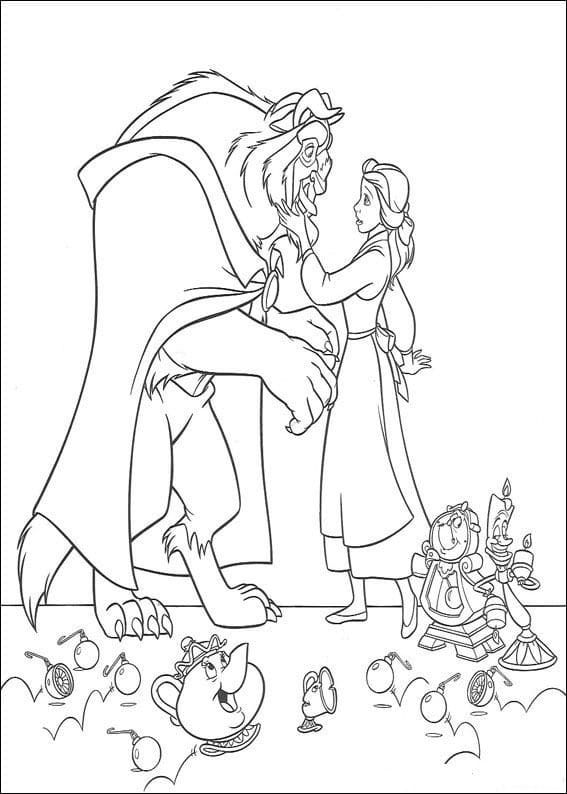 미녀와 야수 무료 인쇄 가능 coloring page
