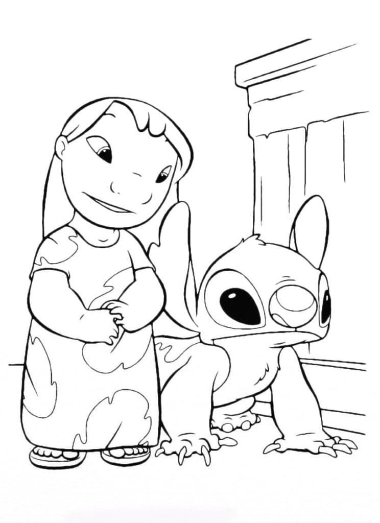 무료로 인쇄 가능한 릴로와 스티치 coloring page