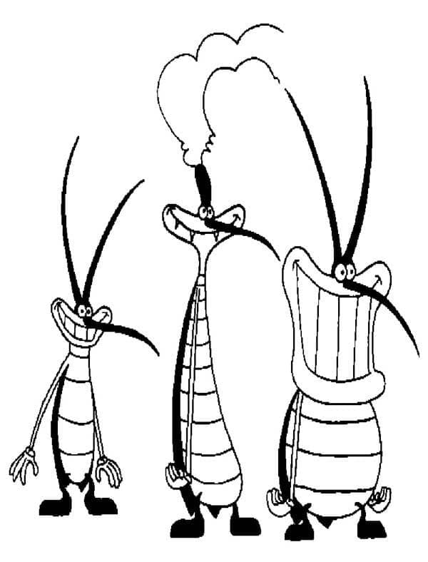 오기와 바퀴벌레의 조이, 마키, 디디 coloring page