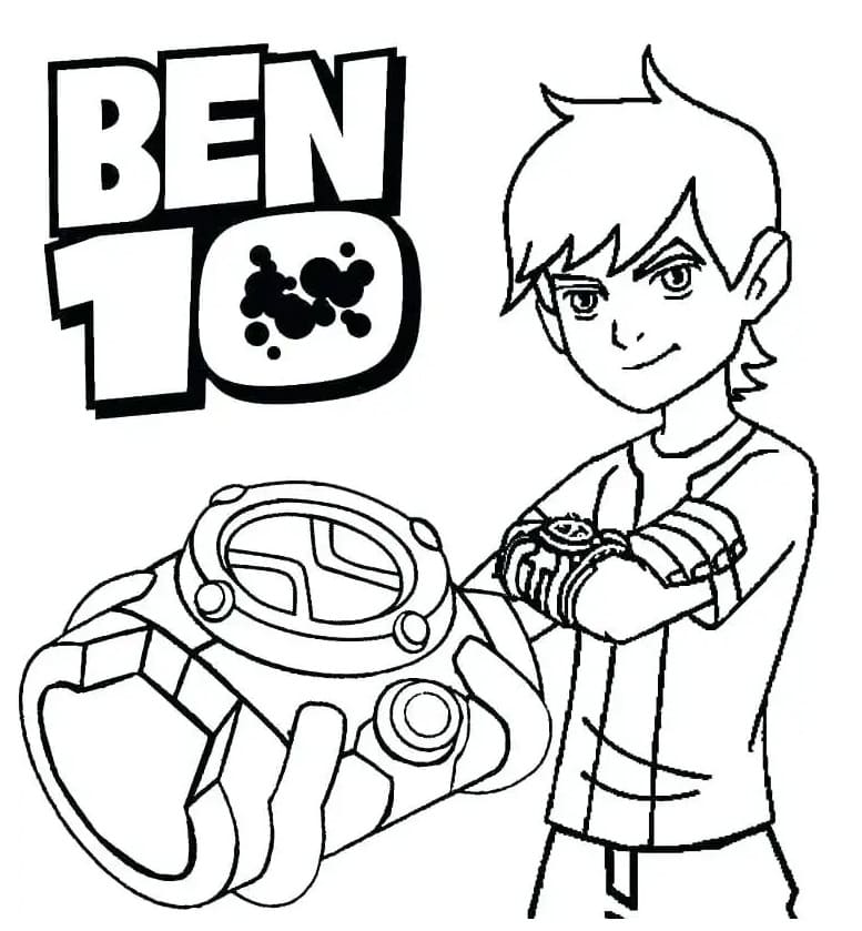 Omnitrix를 탑재한 Ben 10 coloring page