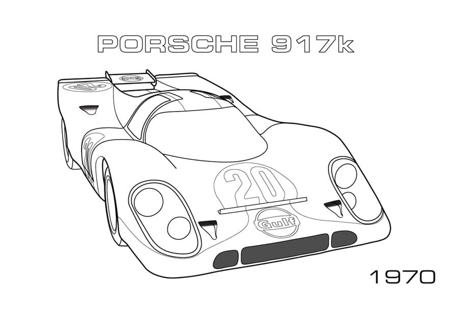 포르쉐 917K 경주용 자동차 coloring page