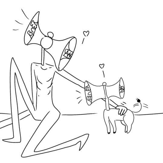 사이렌 헤드와 애완동물 coloring page