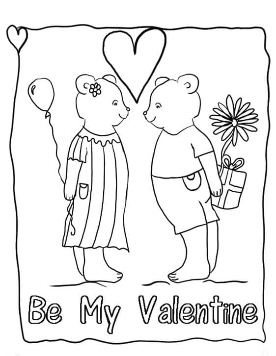 사랑스러운 발렌타인 카드 coloring page