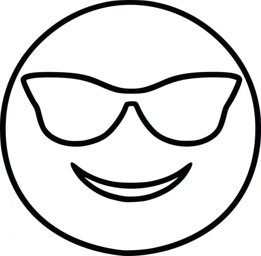 선글라스 이모티콘을 들고 웃는 얼굴 coloring page