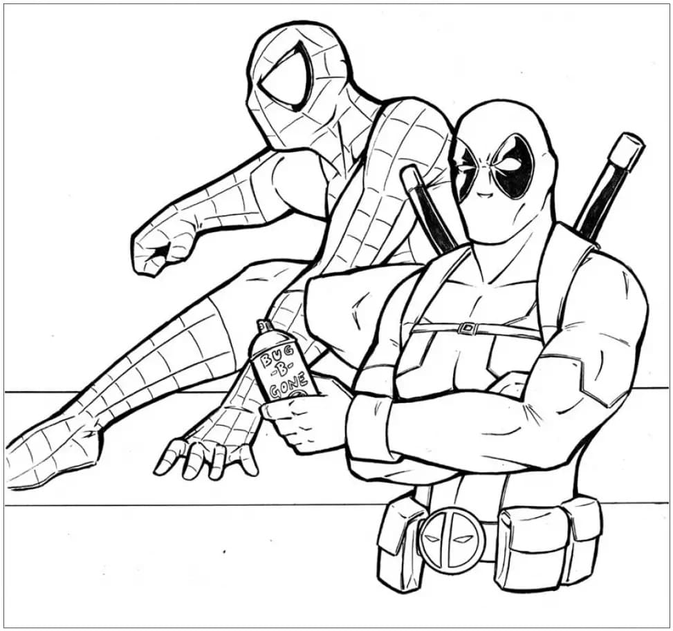 스파이더맨과 데드풀 coloring page