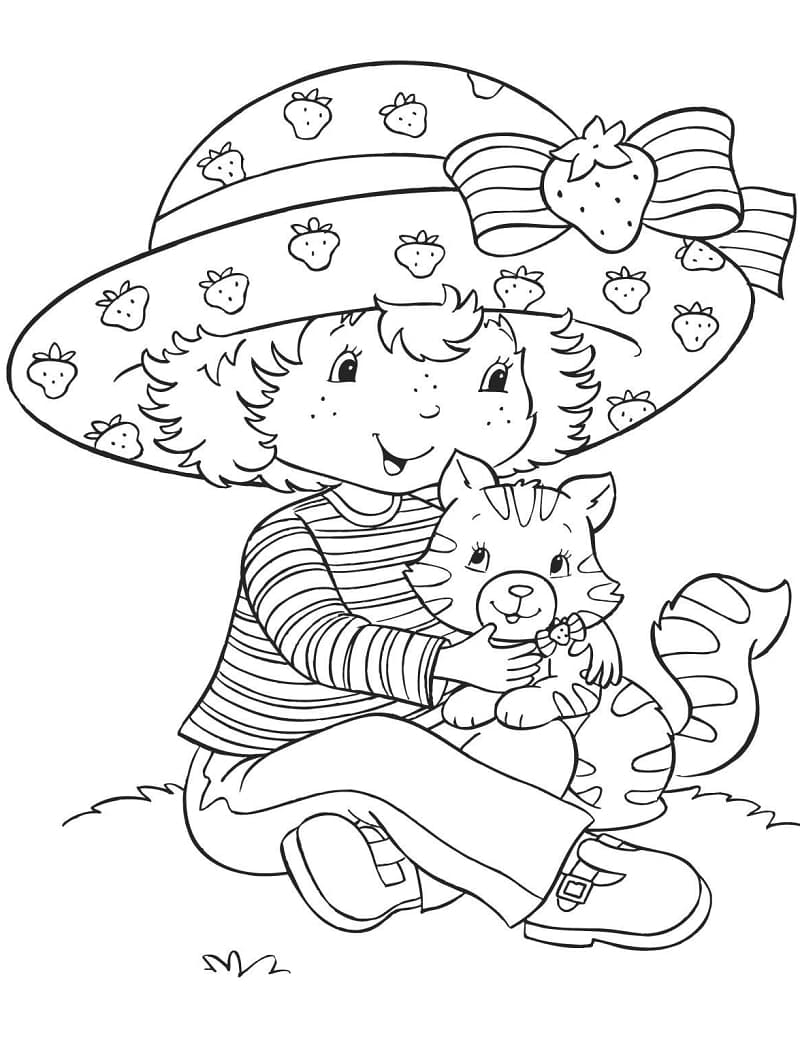 스트로베리 쇼트케이크와 키티 coloring page