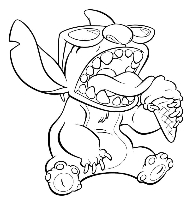 스티치 먹는 아이스크림 coloring page