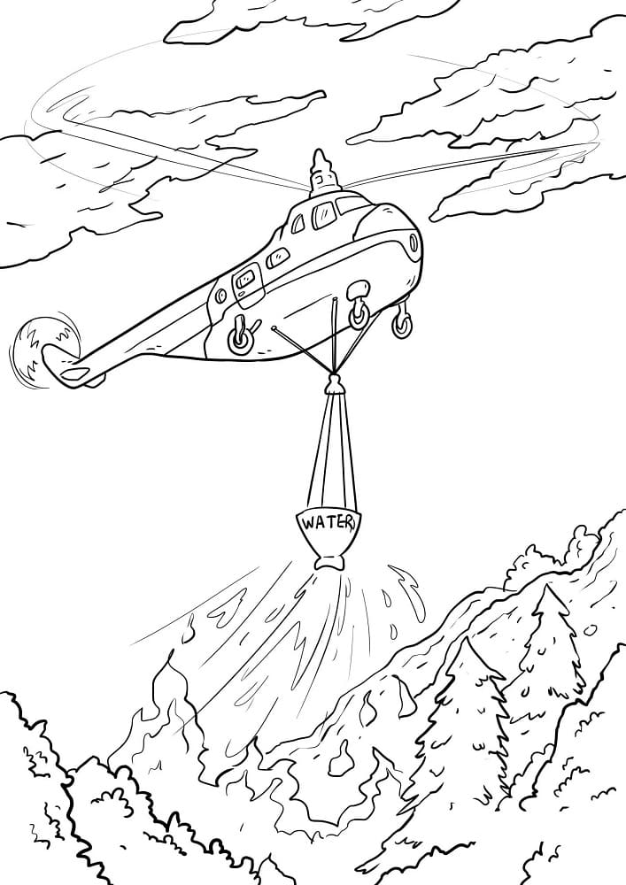 소방관 헬리콥터 coloring page