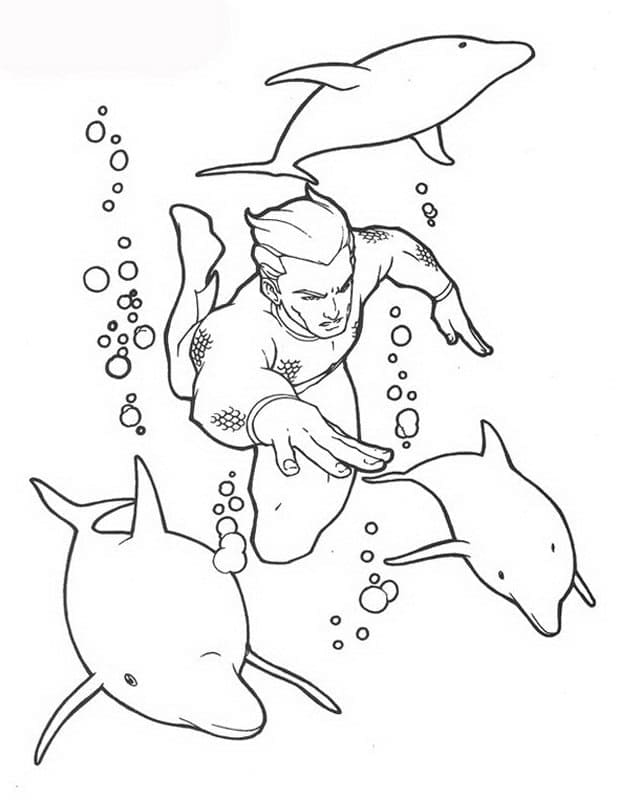 아쿠아맨과 돌고래 coloring page