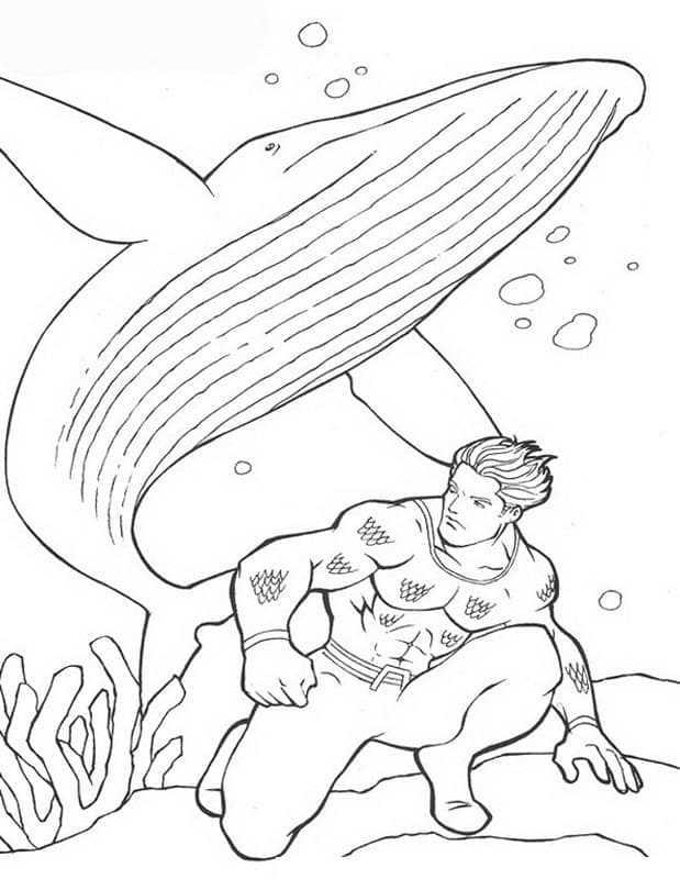 아쿠아맨과 고래 coloring page