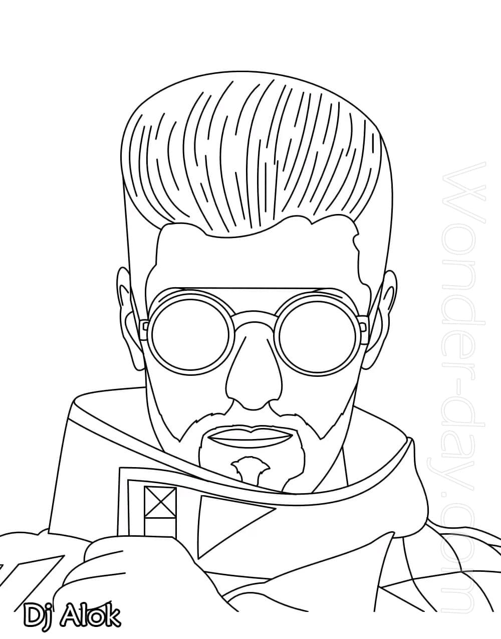 DJ 알록 프리파이어 coloring page