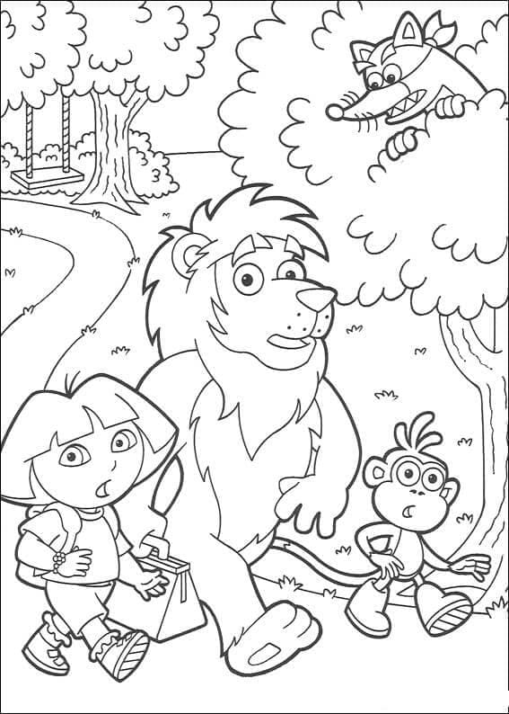 도라, 레온, 부츠 coloring page