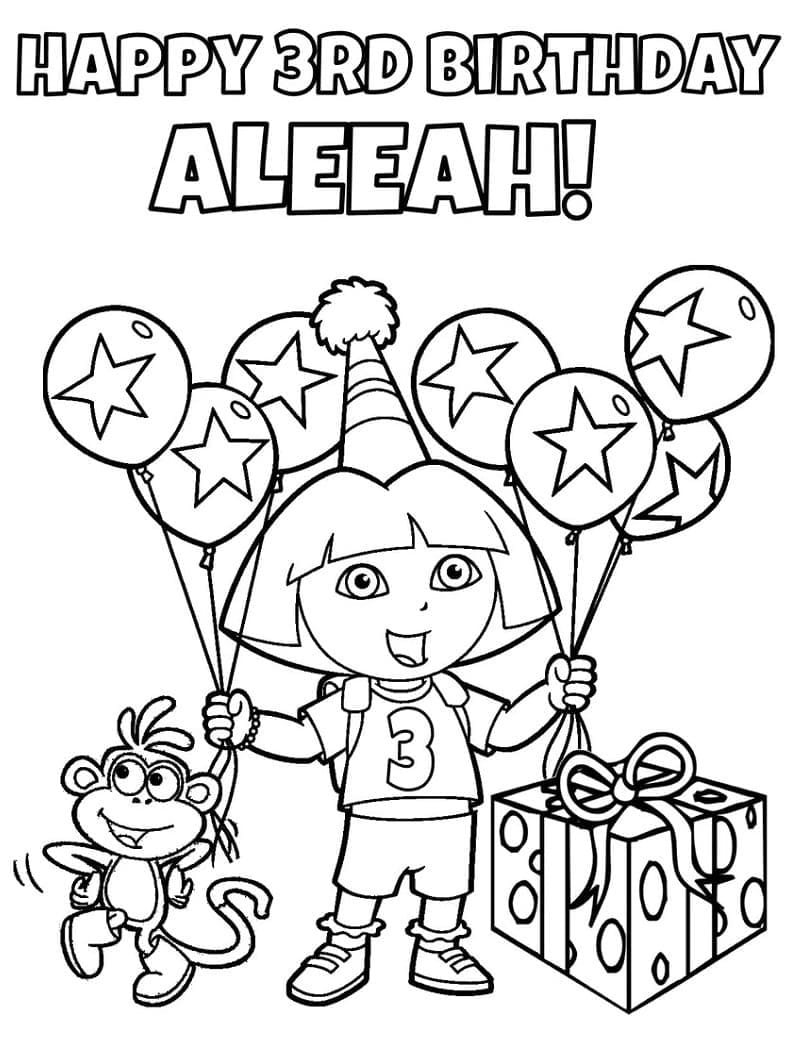 도라 생일 축하해 coloring page