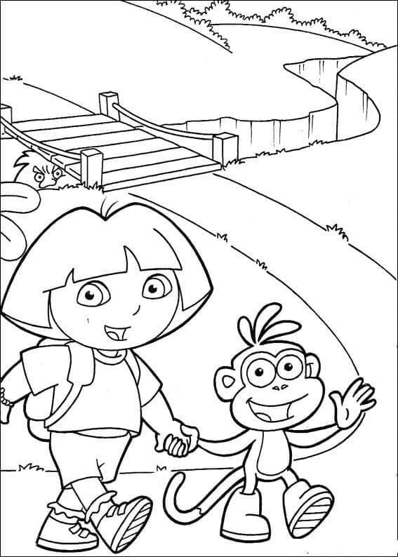 도라와 부츠는 가장 친한 친구입니다 coloring page