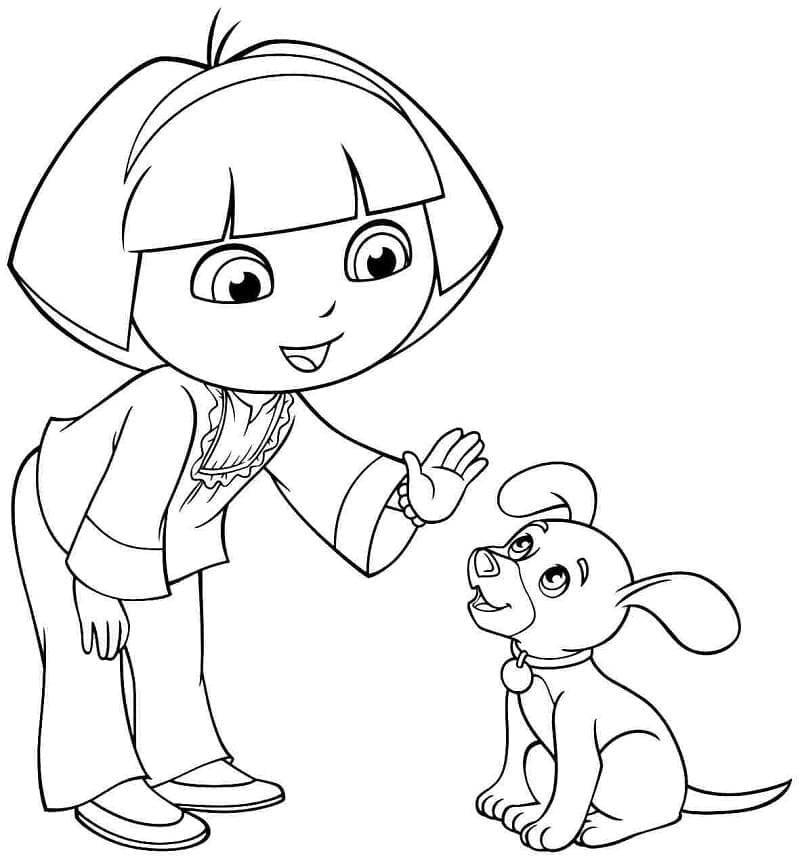 도라와 강아지 coloring page