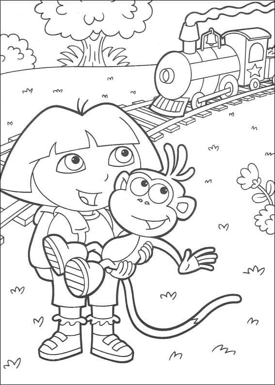 도라와 기차 coloring page