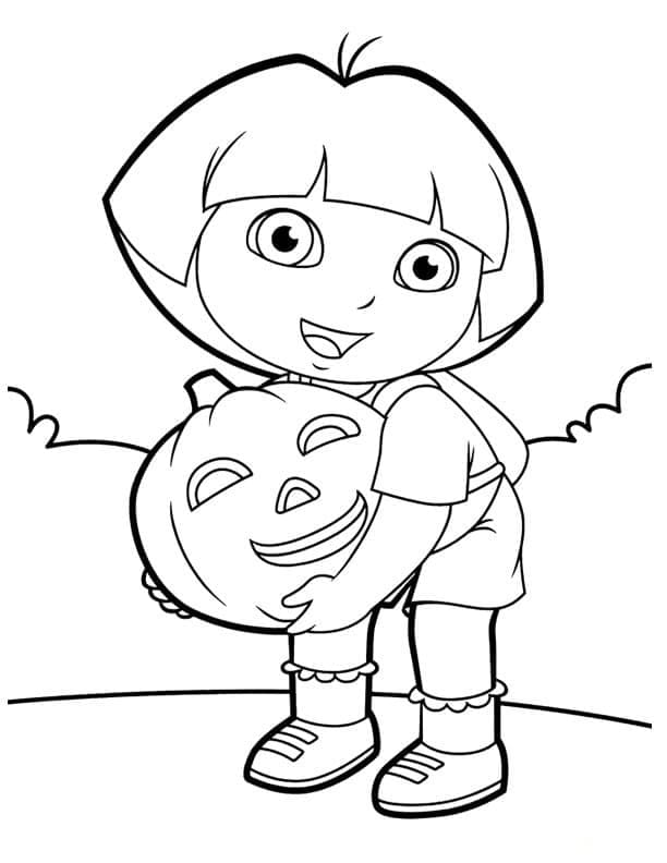 도라와 할로윈 호박 coloring page