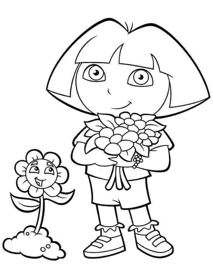 도라와 작은 꽃 coloring page