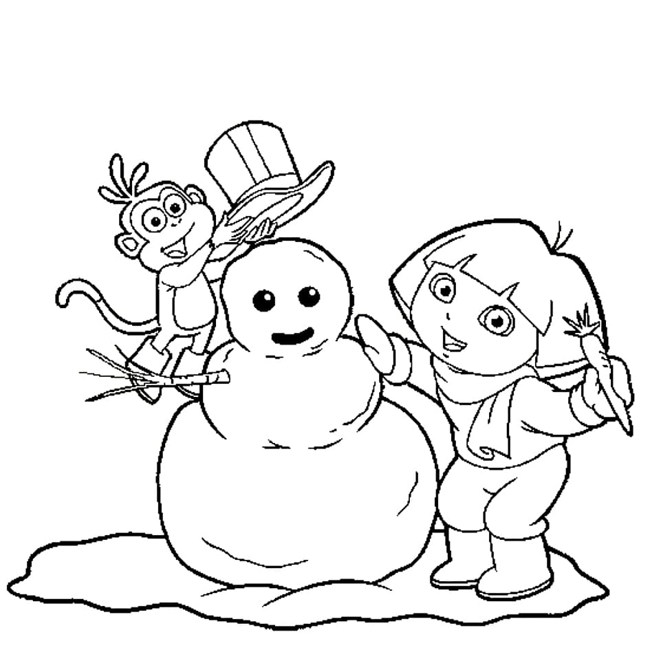 도라와 눈사람 coloring page