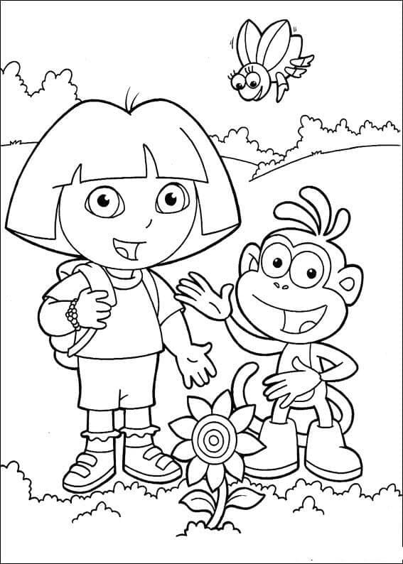 도라와 원숭이 부츠 coloring page