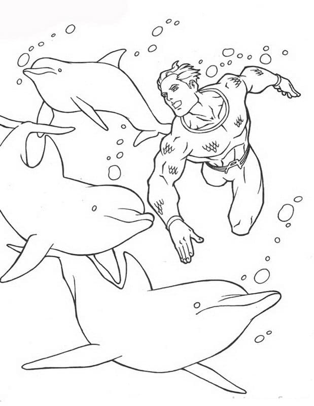 돌고래와 아쿠아맨 coloring page