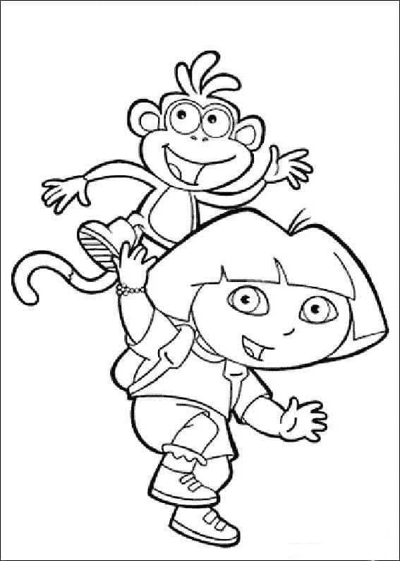 가장 친한 친구 도라와 부츠 coloring page