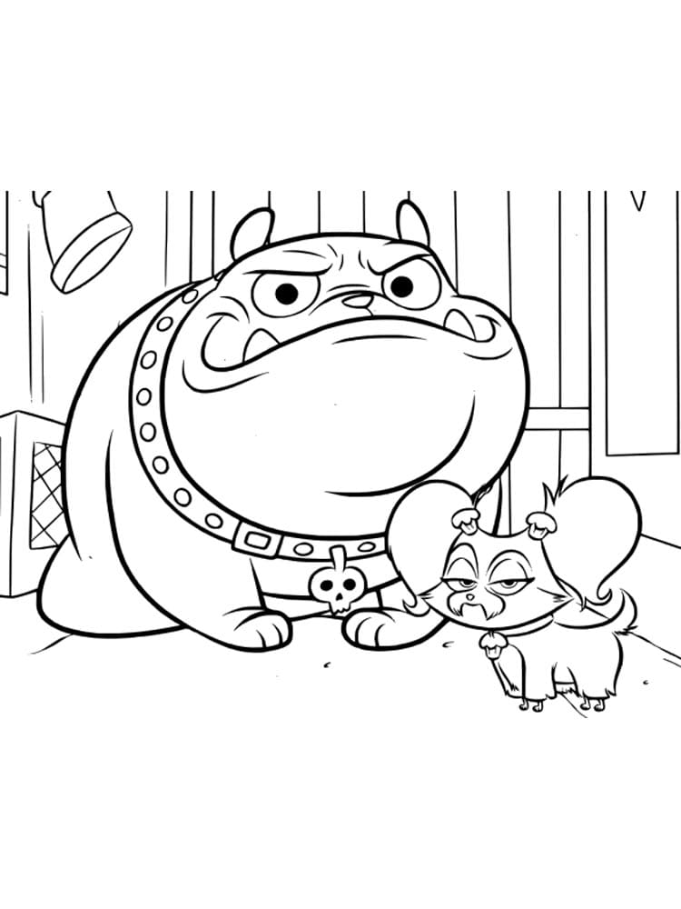 강아지 개 친구들 의 루퍼스와 컵케이크 coloring page