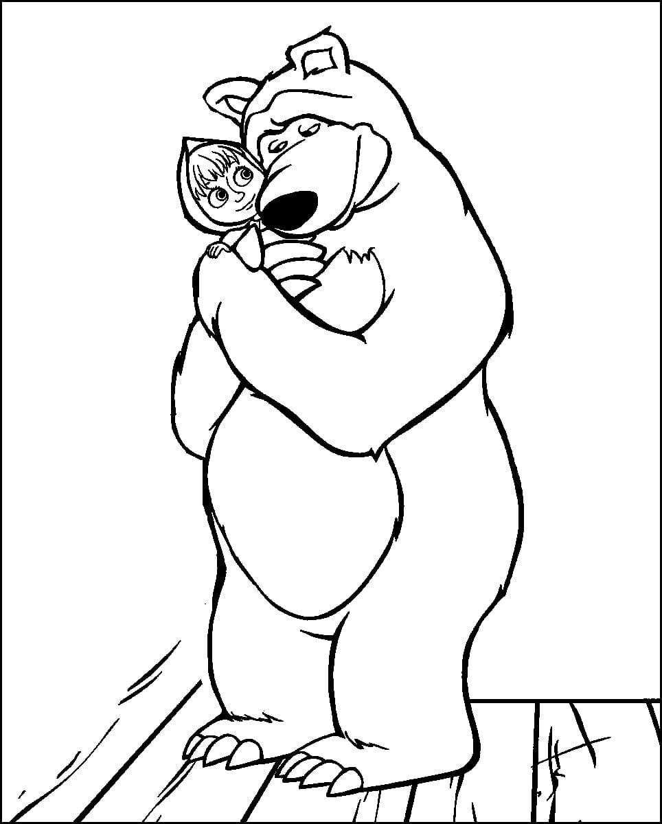 곰이 마샤를 안아줍니다 coloring page