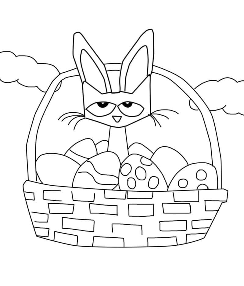 고양이 피트와 부활절 바구니 coloring page