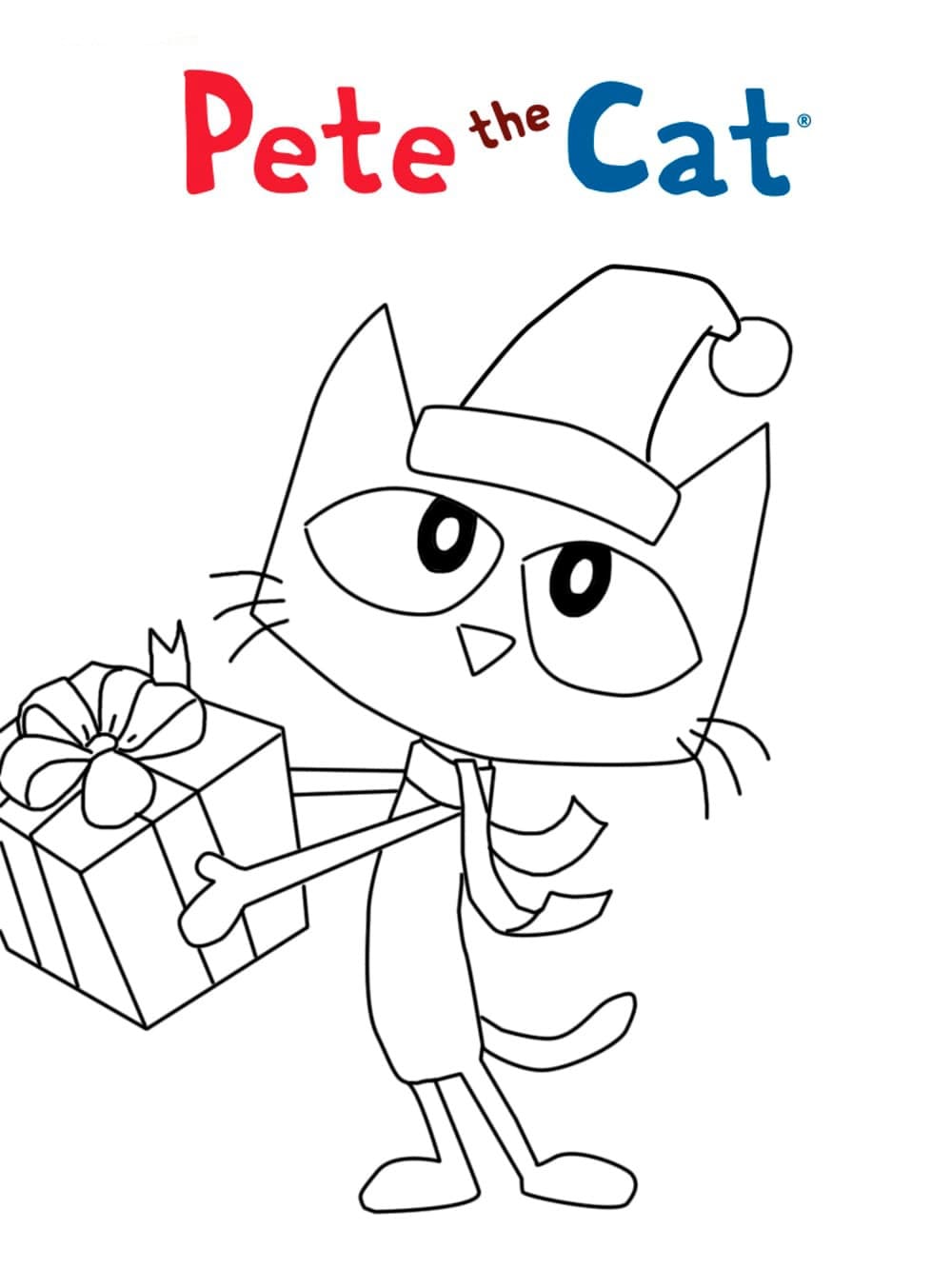 고양이 피트와 크리스마스 선물 coloring page