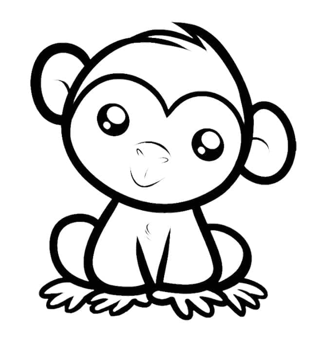 귀여운 원숭이 무료 coloring page