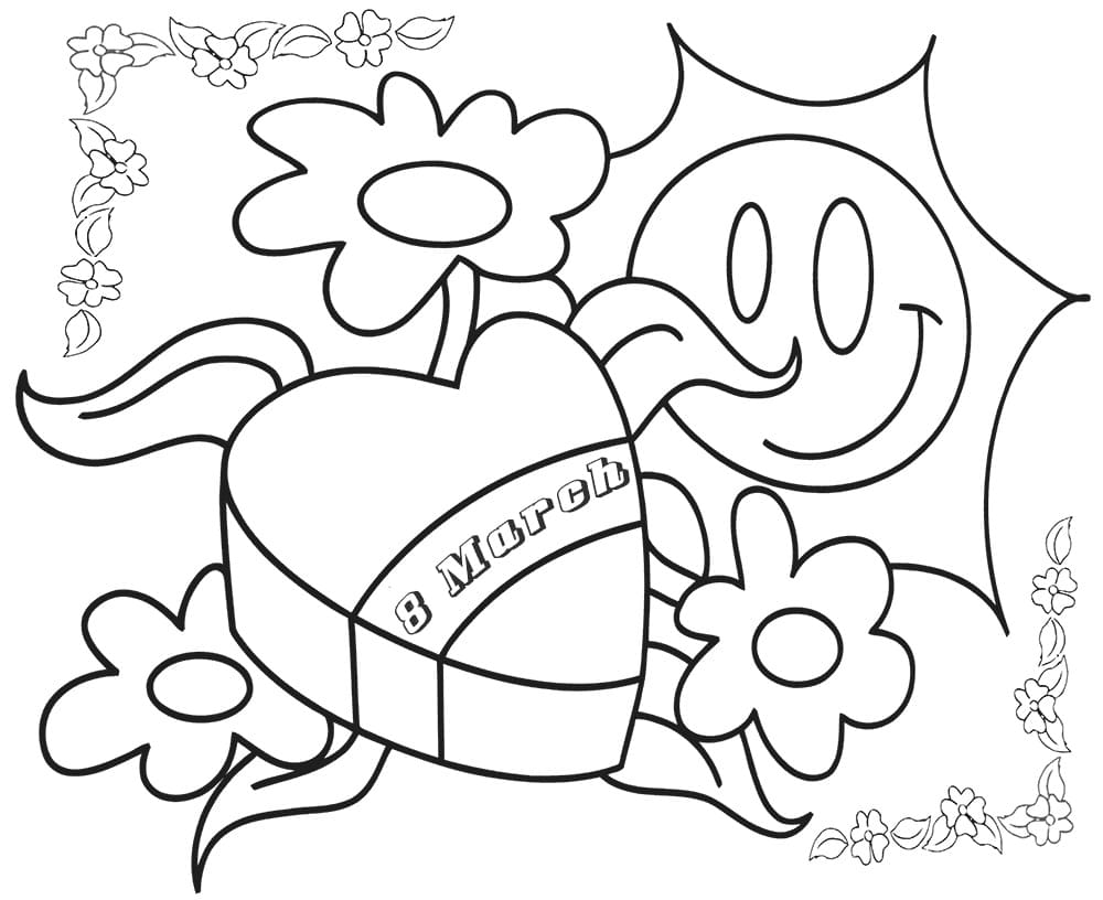 행복한 여성의 날 선물 coloring page