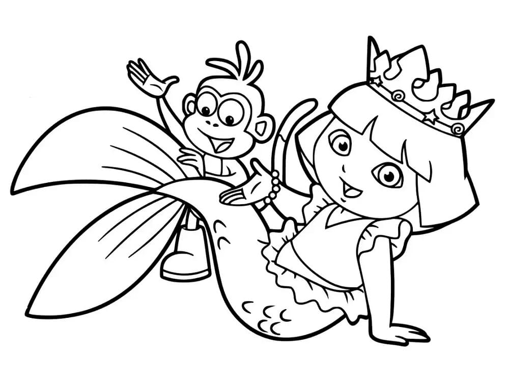 인어 도라 coloring page