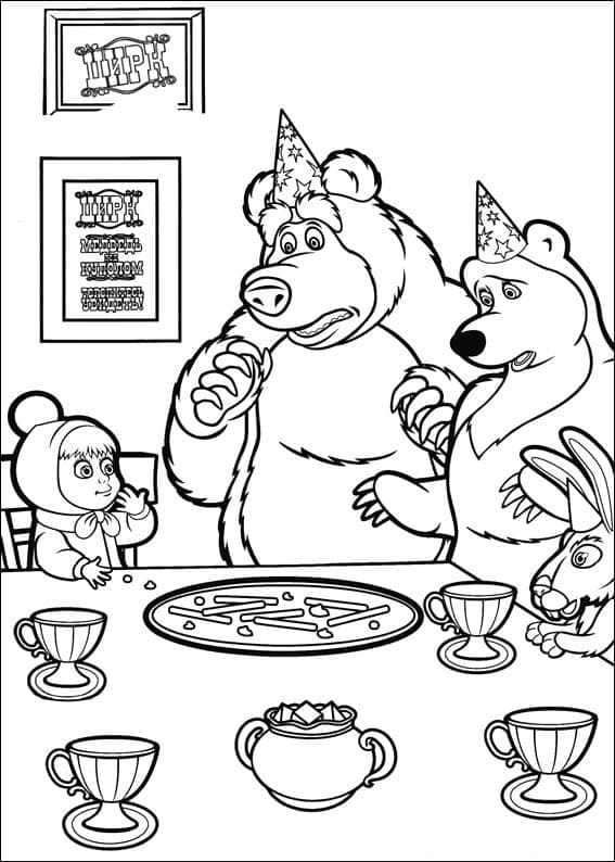 인쇄 가능한 마샤와 곰 coloring page