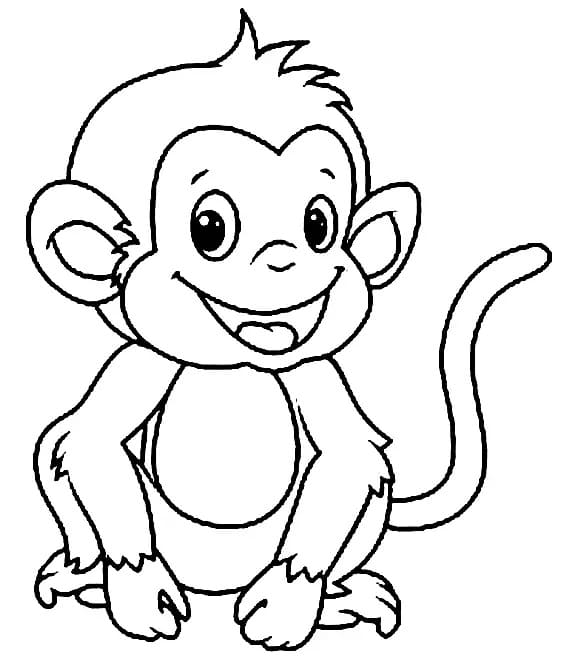 인쇄 가능한 웃는 원숭이 coloring page