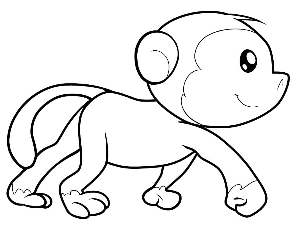 인쇄용 카와이 원숭이 coloring page