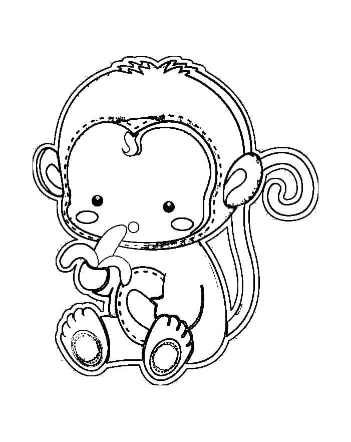 작은 원숭이 무료 귀여운 coloring page