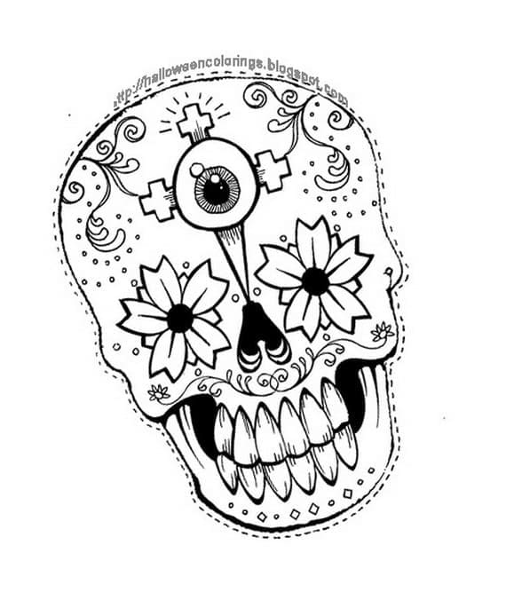 죽은 자의 날 멕시코 설탕 해골 coloring page
