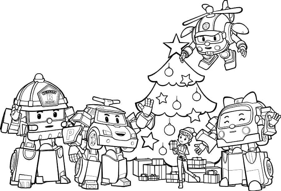 크리스마스 온 로보카폴리 coloring page