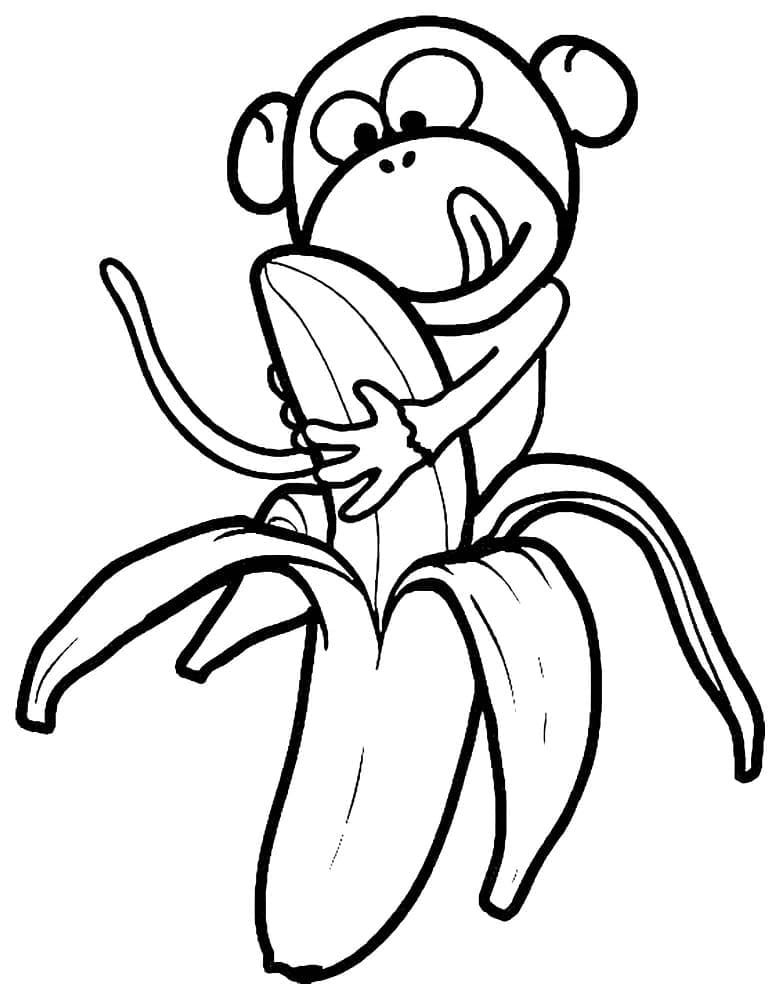 큰 바나나를 가지고 있는 원숭이 coloring page