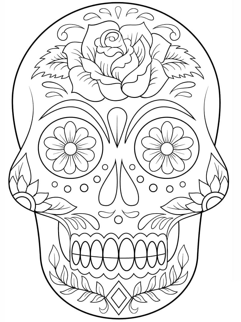 꽃과 설탕 해골 coloring page