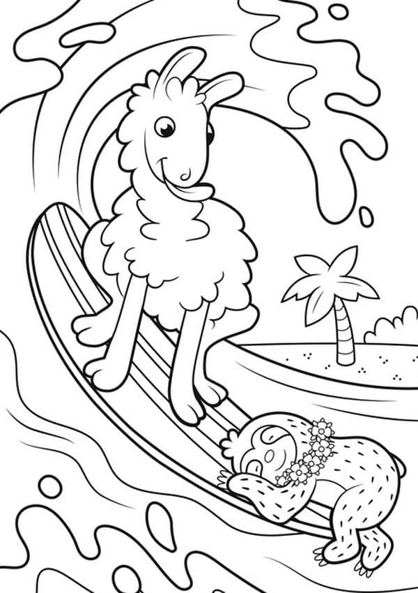 라마와 나무늘보 coloring page