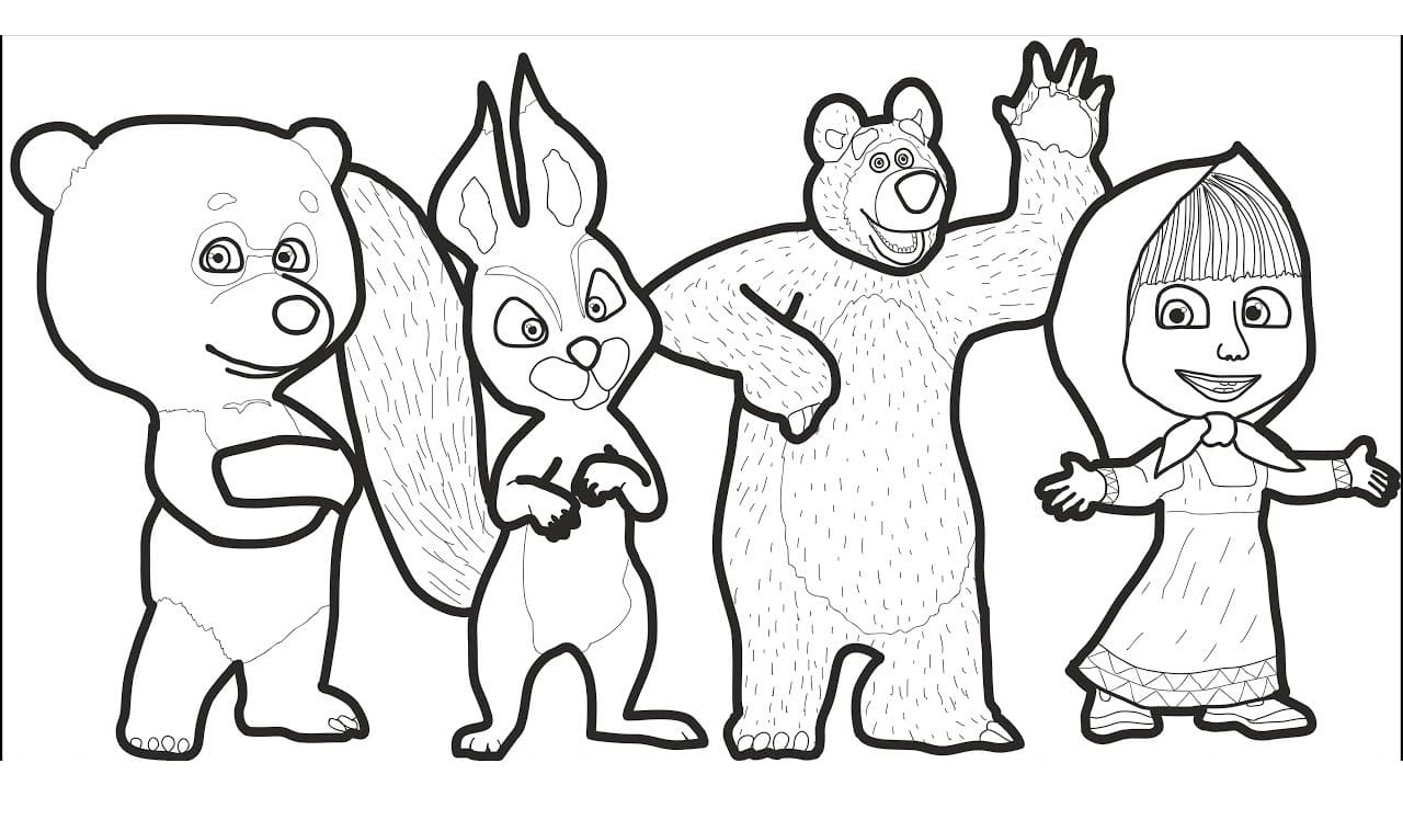 마샤와 곰 캐릭터 coloring page
