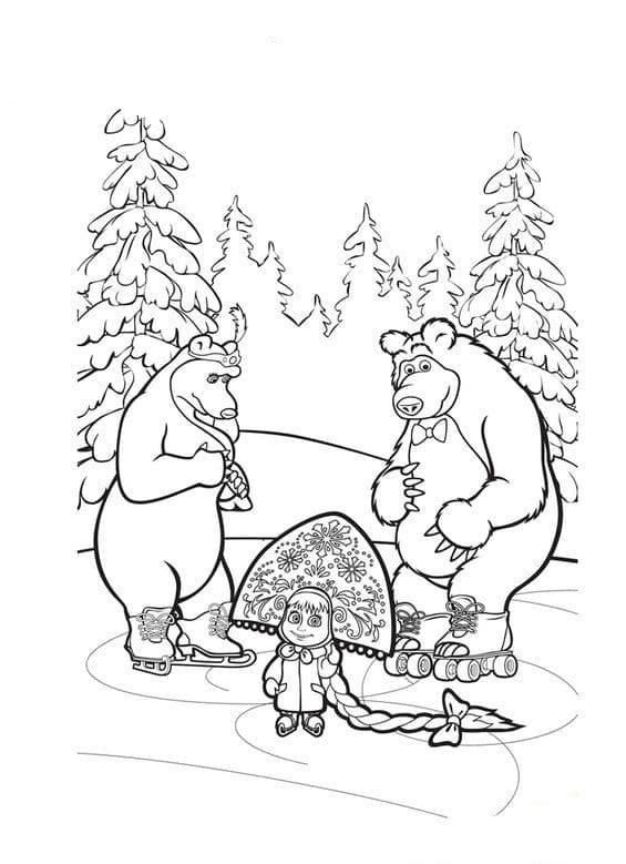 마샤와 곰 무료 귀여운 coloring page