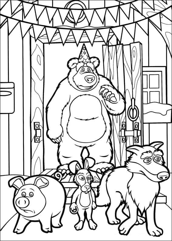 마샤와 곰 무료 인쇄 가능 coloring page