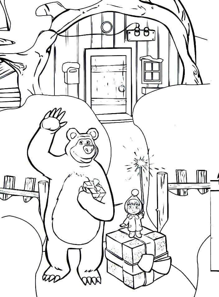 마샤와 곰 coloring page