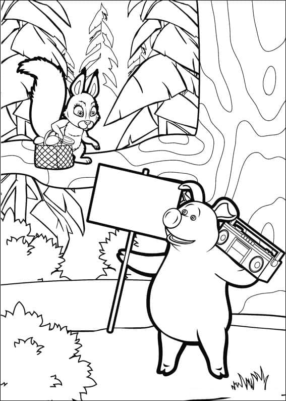 마샤와 곰의 다람쥐와 로지 coloring page