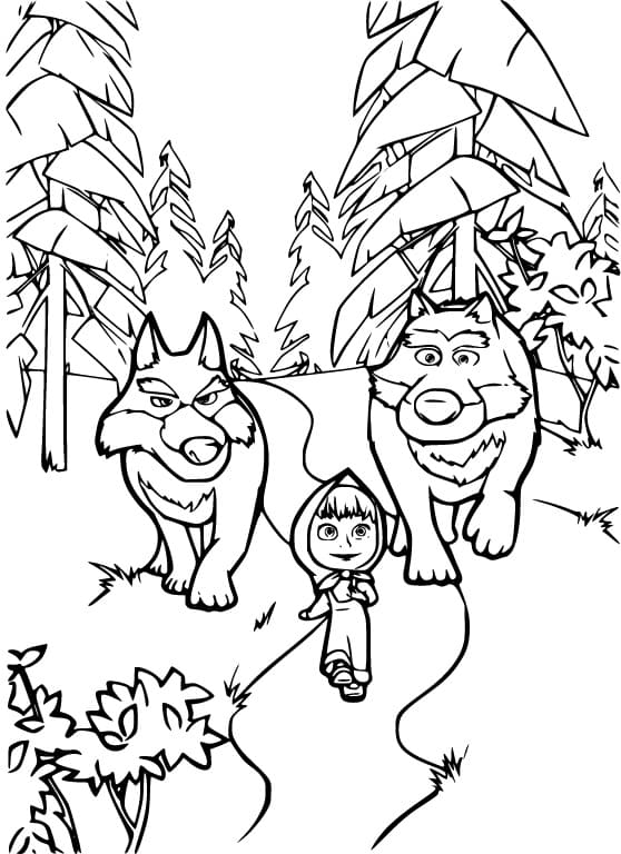 마샤와 늑대 coloring page